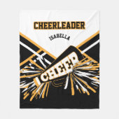 Cheerleader - White, Gold en Black Fleece Deken (Voorkant)