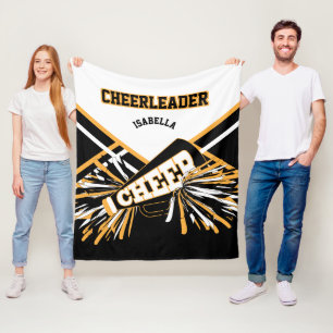 Cheerleader - wit, goud en zwart fleece deken