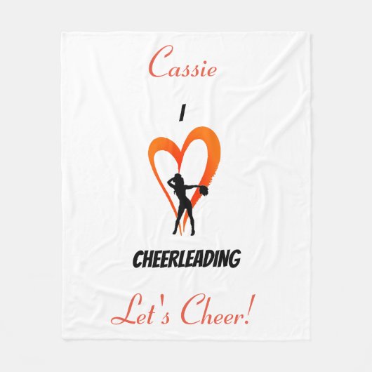 Cheerleader Wit, Sinaasappel, Zwart Fleece Deken (Voorkant)