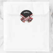 📣 Cheerleader - Zwart, Rood en Wit Ronde Sticker (Tas)