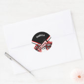 📣 Cheerleader - Zwart, Rood en Wit Ronde Sticker (Envelop)