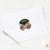 📣 Cheerleader - Zwart, Sinaasappel en Wit Ronde Sticker (Envelop)