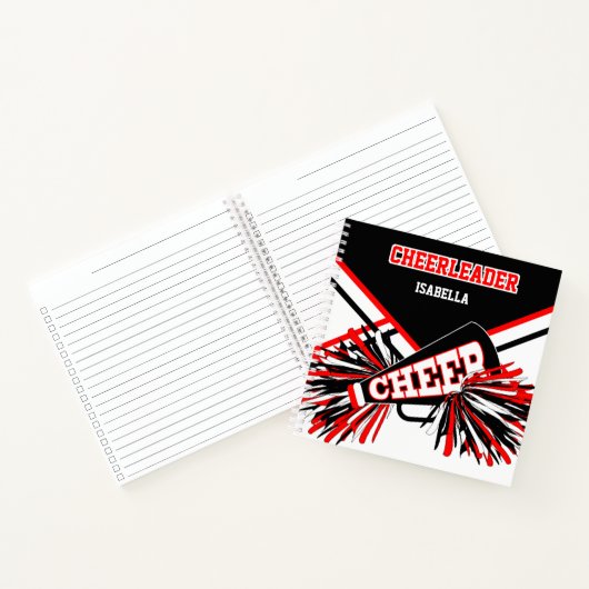 Cheerleader - zwart, wit en rood Notitieboek (Binnen)