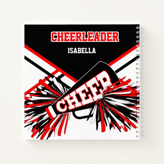Cheerleader - zwart, wit en rood Notitieboek (Achterkant)