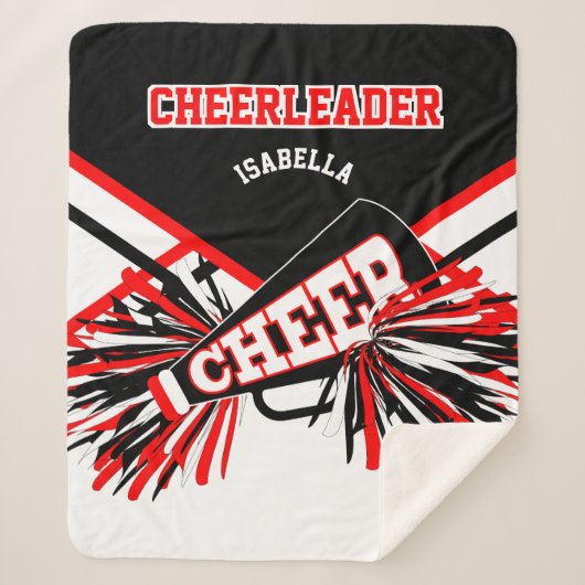 Cheerleader 📣 - zwart, wit en rood sherpa deken (Voorkant)
