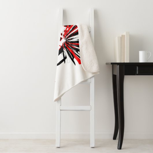 Cheerleader 📣 - zwart, wit en rood sherpa deken (In situ)