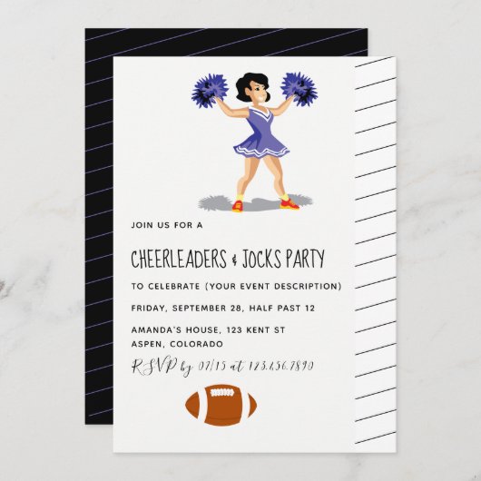 Cheerleaders and Jocks Party Invitation Kaart (Voorkant / Achterkant)