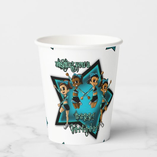 Cheerleaders Birthday Papieren Bekers (Achterkant)