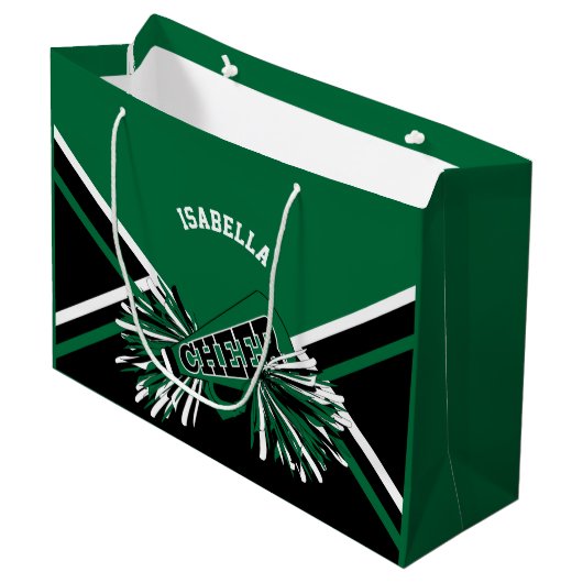 Cheerleaders - donkergroen, zwart, wit - groot large cadeautasje (Voorkant Gekanteld)