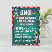 Cheerleaders en sporters schoolbord kaart (Staand voorkant)