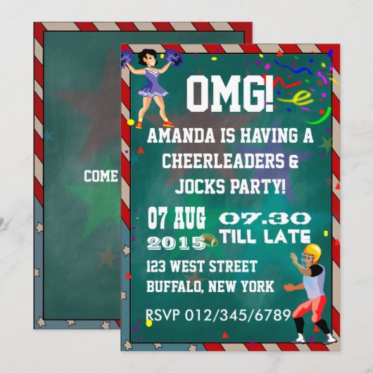 Cheerleaders en sporters schoolbord kaart (Voorkant / Achterkant)