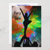 Cheerleaders in een Colorburst Invite Kaart (Voorkant / Achterkant)