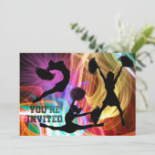 Cheerleaders in Electric Swirls Je bent uitgenodig Kaart (Staand voorkant)