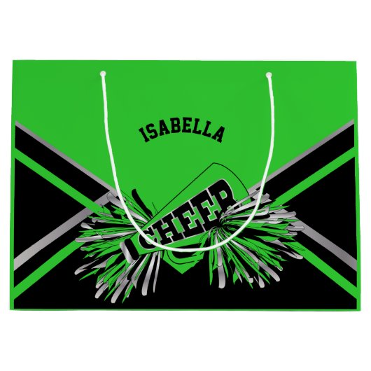 Cheerleaders - Lime Groen, Zwart, Zilver - Groot Groot Cadeauzakje (Voorkant)