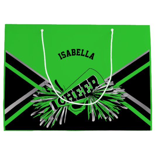 Cheerleaders - Lime Groen, Zwart, Zilver - Groot Groot Cadeauzakje (Achterkant)