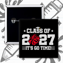 Cheerleading Afstudeercitaat Eindexamenklas 2027 Vierkante Button 5,1 Cm