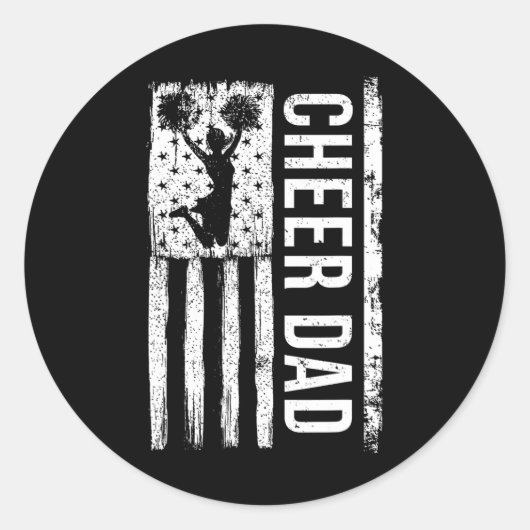 Cheerleading Amerikaanse vlag Vaders Dag C Ronde Sticker (Voorkant)