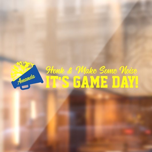 Cheerleading Blauw en Geel Spel Dag Terug Raamsticker (Vel 2)