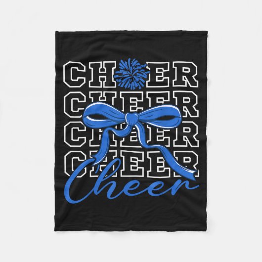 Cheerleading Cheer Blauwe Coquette Strik Cheerlead Fleece Deken (Voorkant)