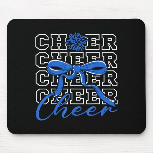 Cheerleading Cheer Blauwe Coquette Strik Cheerlead Muismat (Voorkant)