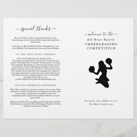 Cheerleading Cheer & Dance Competitieprogramma Flyer (Voorkant)
