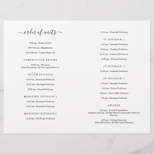Cheerleading Cheer & Dance Competitieprogramma Flyer (Achterkant)
