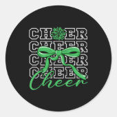 Cheerleading Cheer Green Coquette Bow Cheerleader  Ronde Sticker (Voorkant)