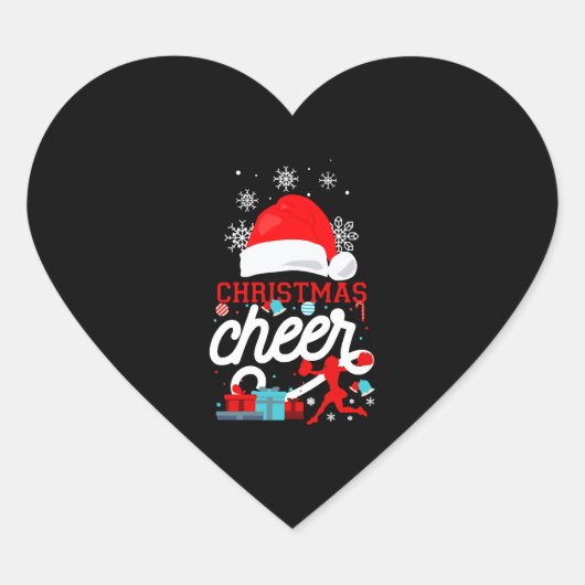 Cheerleading Christmas Cheer Hart Sticker (Voorkant)