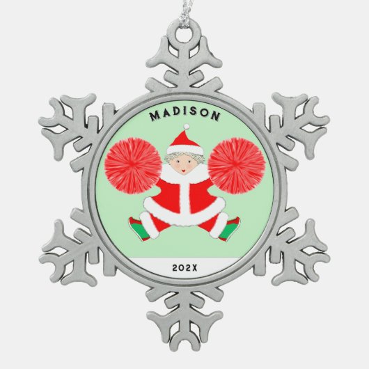 Cheerleading Christmas Collectible 2023 Tin Sneeuwvlok Ornament (Voorkant)