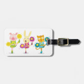 Cheerleading Dierentrio Pig Bunny en Kat Bagagelabel (Voorkant horizontaal)