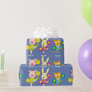 Cheerleading Dierentrio Pig Bunny en Kat Cadeaupapier