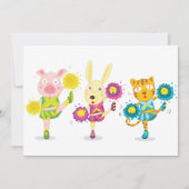 Cheerleading Dierentrio Pig Bunny en Kat Kaart (Voorkant)