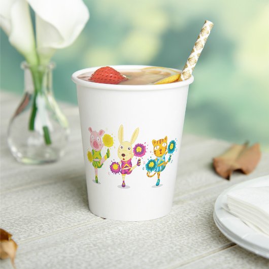 Cheerleading Dierentrio Pig Bunny en Kat Papieren Bekers