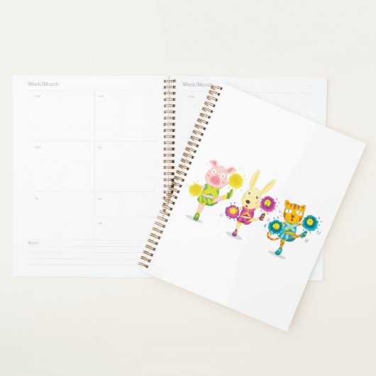 Cheerleading Dierentrio Pig Bunny en Kat Planner (Display)