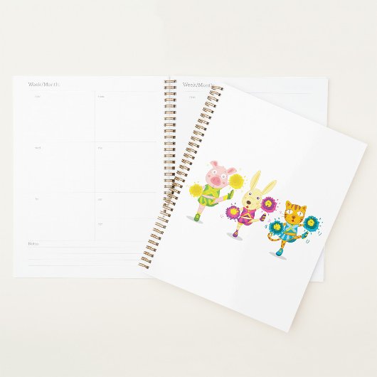 Cheerleading Dierentrio Pig Bunny en Kat Planner