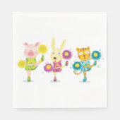 Cheerleading Dierentrio Pig Bunny en Kat Servet (Voorkant)