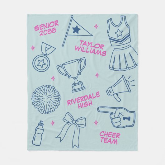 Cheerleading Doodle Cheer Team Senior Night Fleece Deken (Voorkant)
