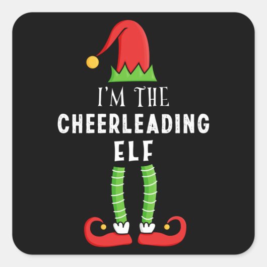 Cheerleading Elf kerstwedstrijd - cadeau Vierkante Sticker (Voorkant)