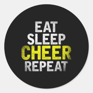 Cheerleading Eten Slapen Cheer Herhalen Grappige C Ronde Sticker
