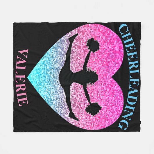 Cheerleading Fleece Blanket met haar naam Deken (Voorkant (Horizontaal))
