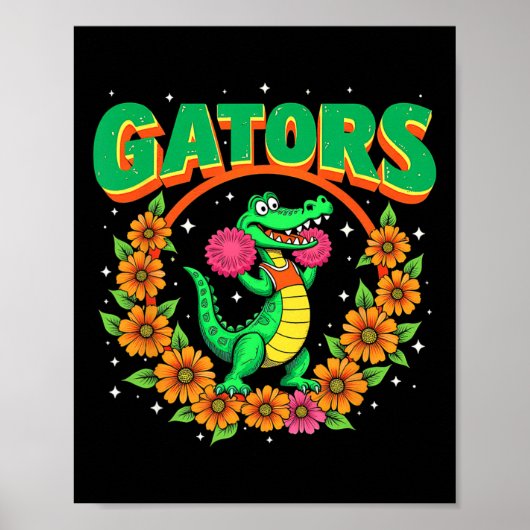 Cheerleading Gator Bloemstuk Retro Ck Terug Naar S Poster (Voorkant)