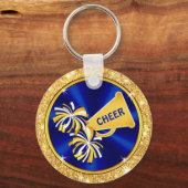 Cheerleading Gift Ideas Cheap, Blue and Gold Cheer Sleutelhanger (Achterkant)