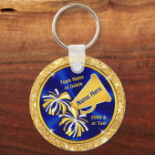Cheerleading Gift Ideas Cheap, Blue and Gold Cheer Sleutelhanger (Voorkant)