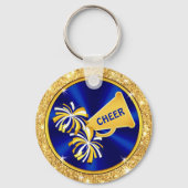 Cheerleading Gift Ideas Cheap, Blue and Gold Cheer Sleutelhanger (Achterkant)