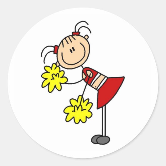 Cheerleading Girl Stick Figuur Sticker (Voorkant)