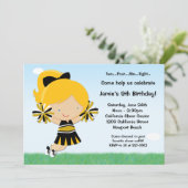 Cheerleading Girls Birthday Party Invitation Kaart (Staand voorkant)