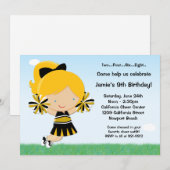 Cheerleading Girls Birthday Party Invitation Kaart (Voorkant / Achterkant)
