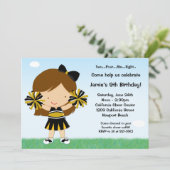 Cheerleading Girls Birthday Party Invitation Kaart (Staand voorkant)