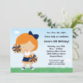 Cheerleading Girls Birthday Party Invitation Kaart (Staand voorkant)