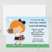Cheerleading Girls Birthday Party Invitation Kaart (Voorkant / Achterkant)